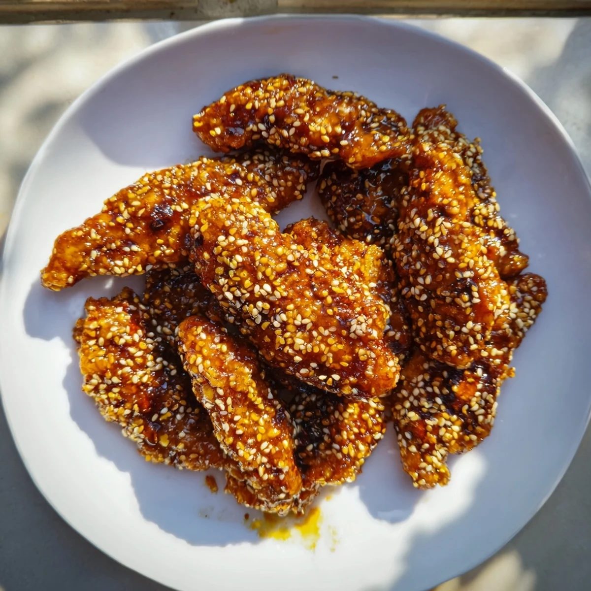 A close-up of sweet and savory Simple Garlic-Honey Roasted Pecans, perfect for snacking or salad topping.