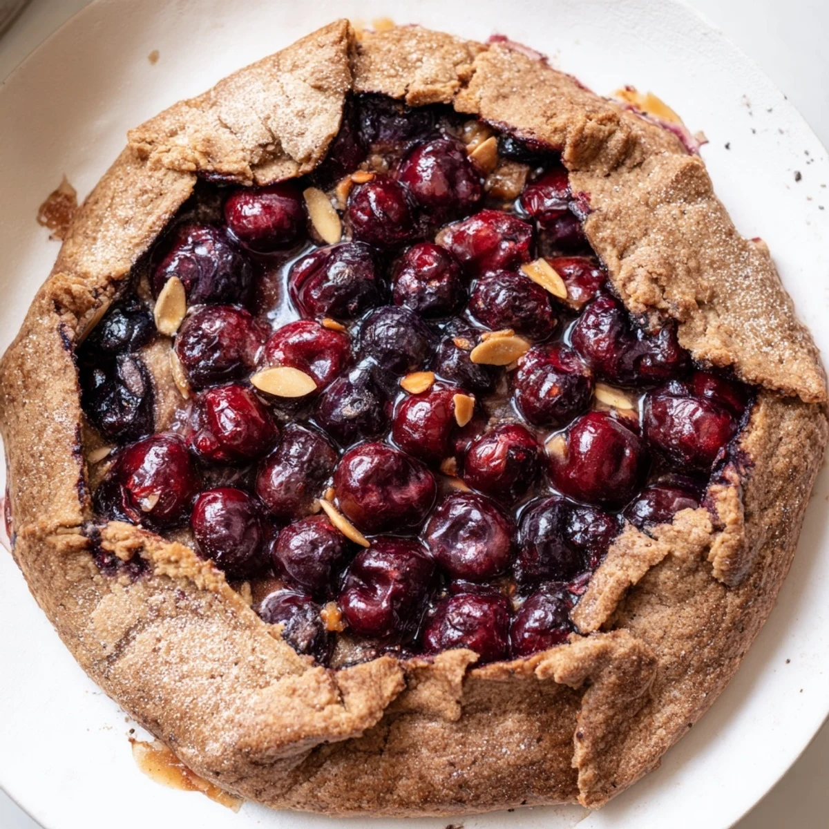 Rustic Cherry Vanilla Almond Galette