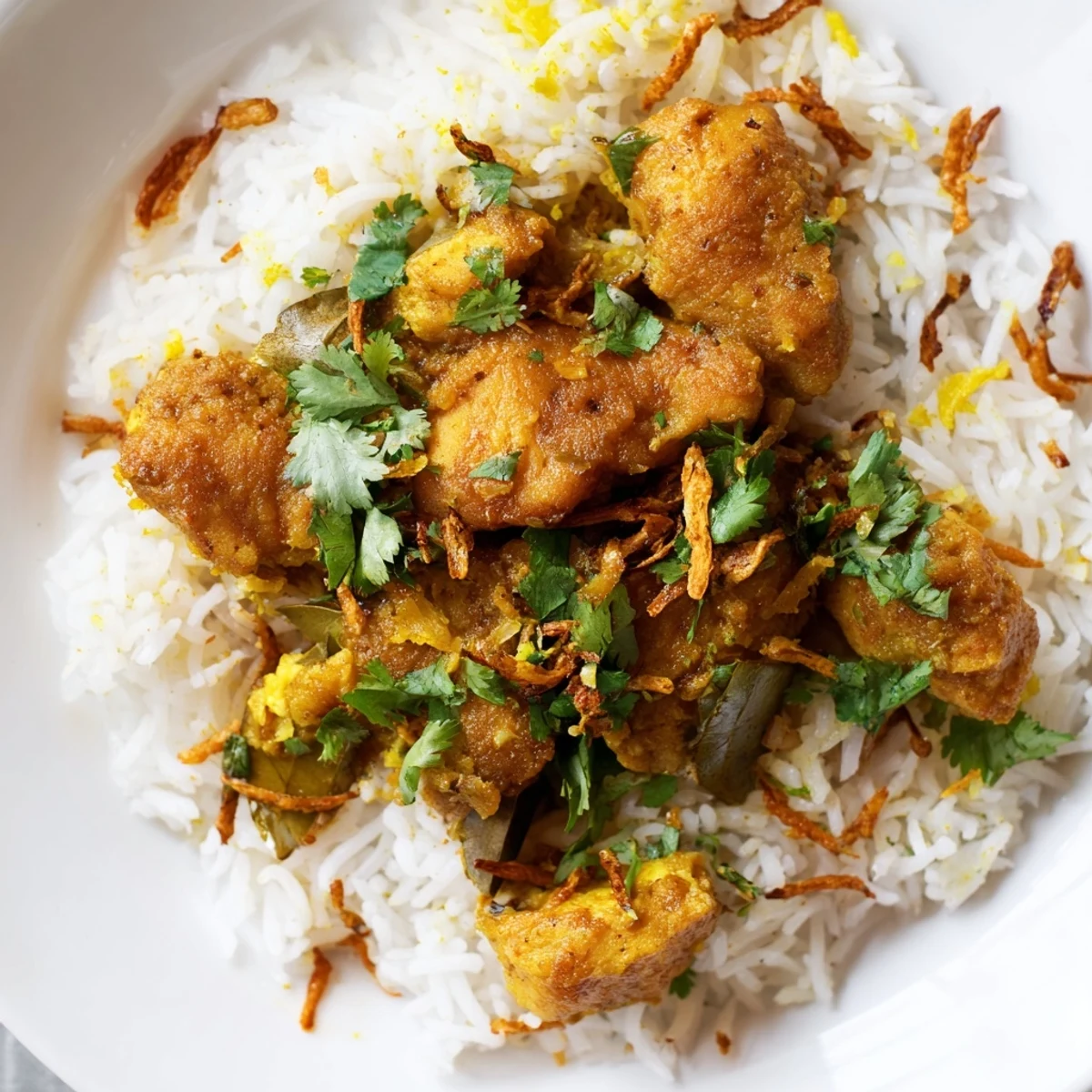 Aromatic one-pot Easy Chicken Biryani, showcasing juicy chicken and flavorful basmati rice in a photo.