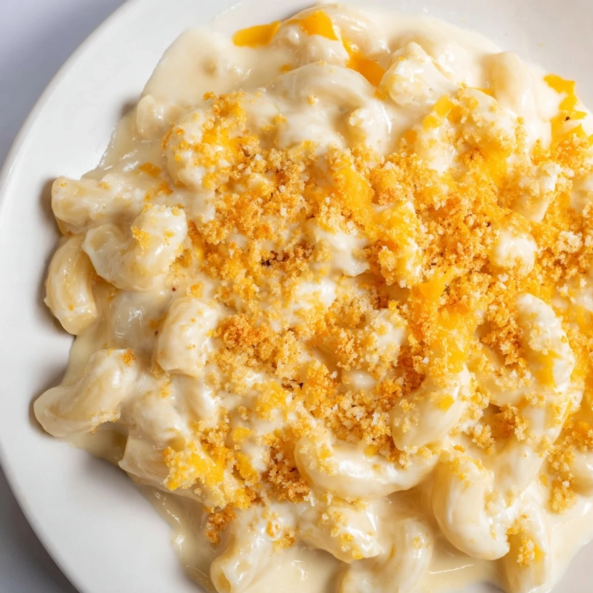 A steaming bowl of creamy mac and cheese, perfectly cooked with a rich, cheesy sauce.