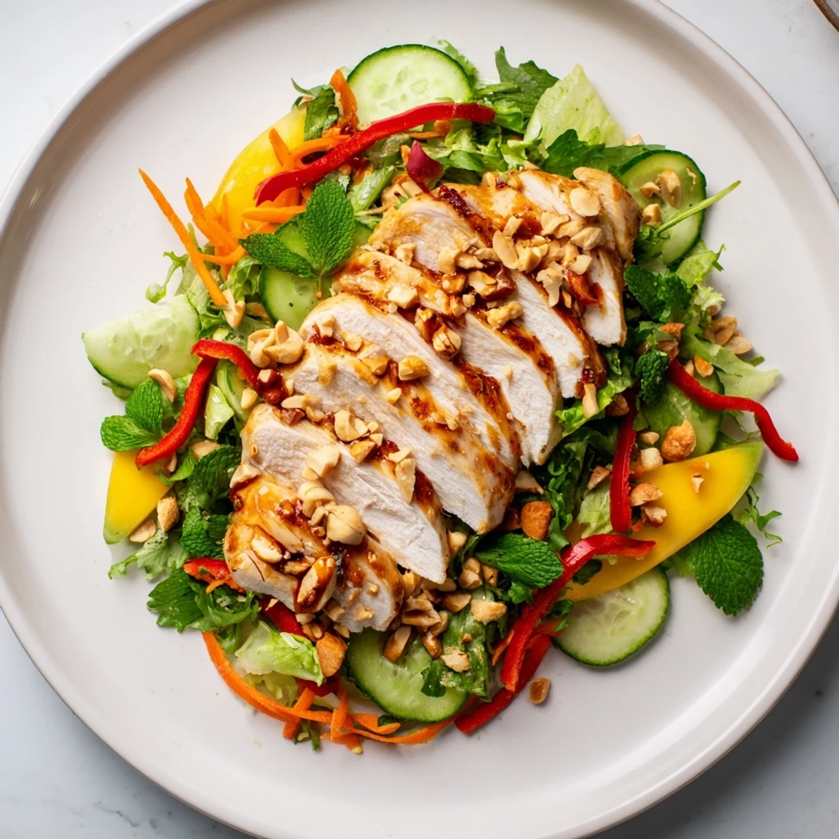 Thai Mango Chicken Salad: a flavorful salad with grilled chicken and bright mango slices.