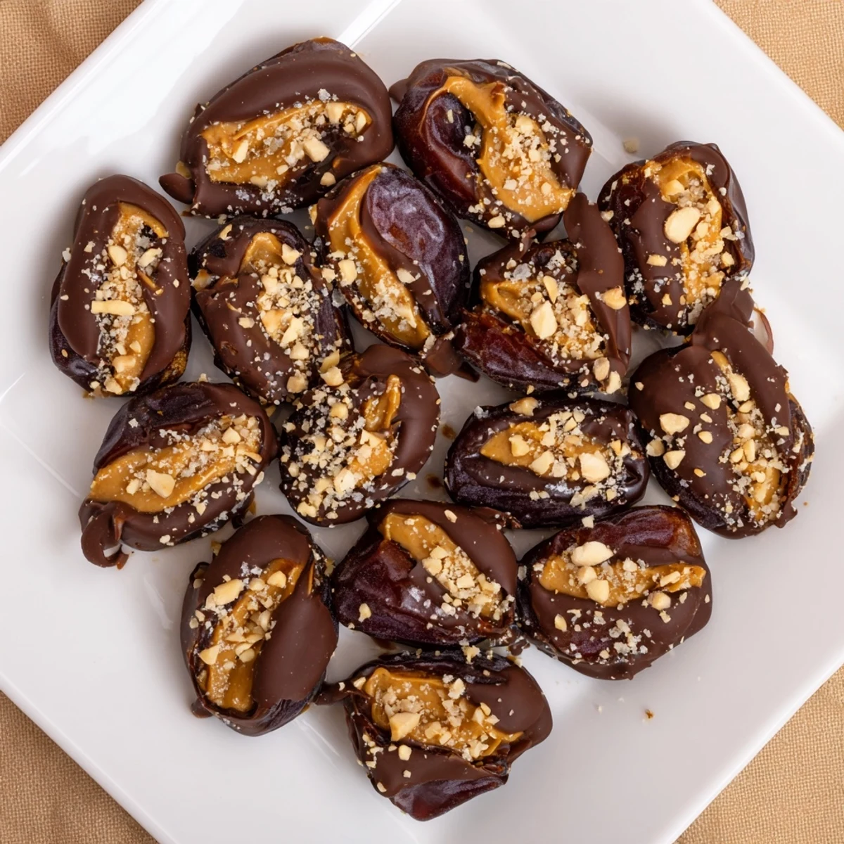 Snack on these Date Bark Snickers-Style pieces, beautifully layered with chocolate and peanuts.