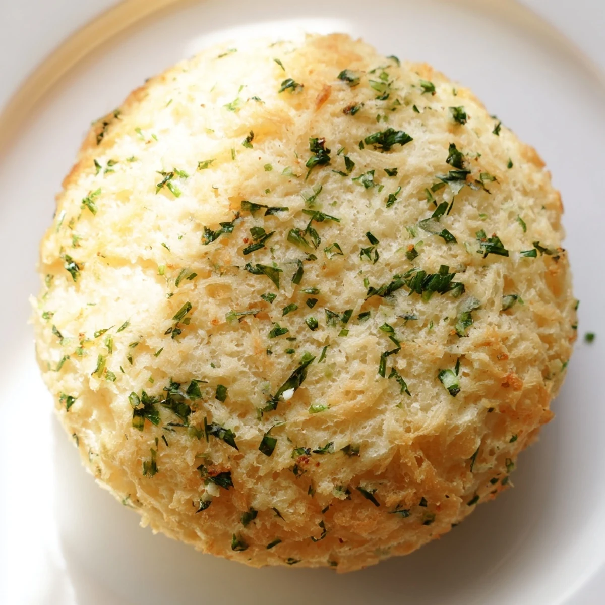 Golden-brown cloud bread toasts fresh from the oven, topped with finely chopped chives and parsley.  