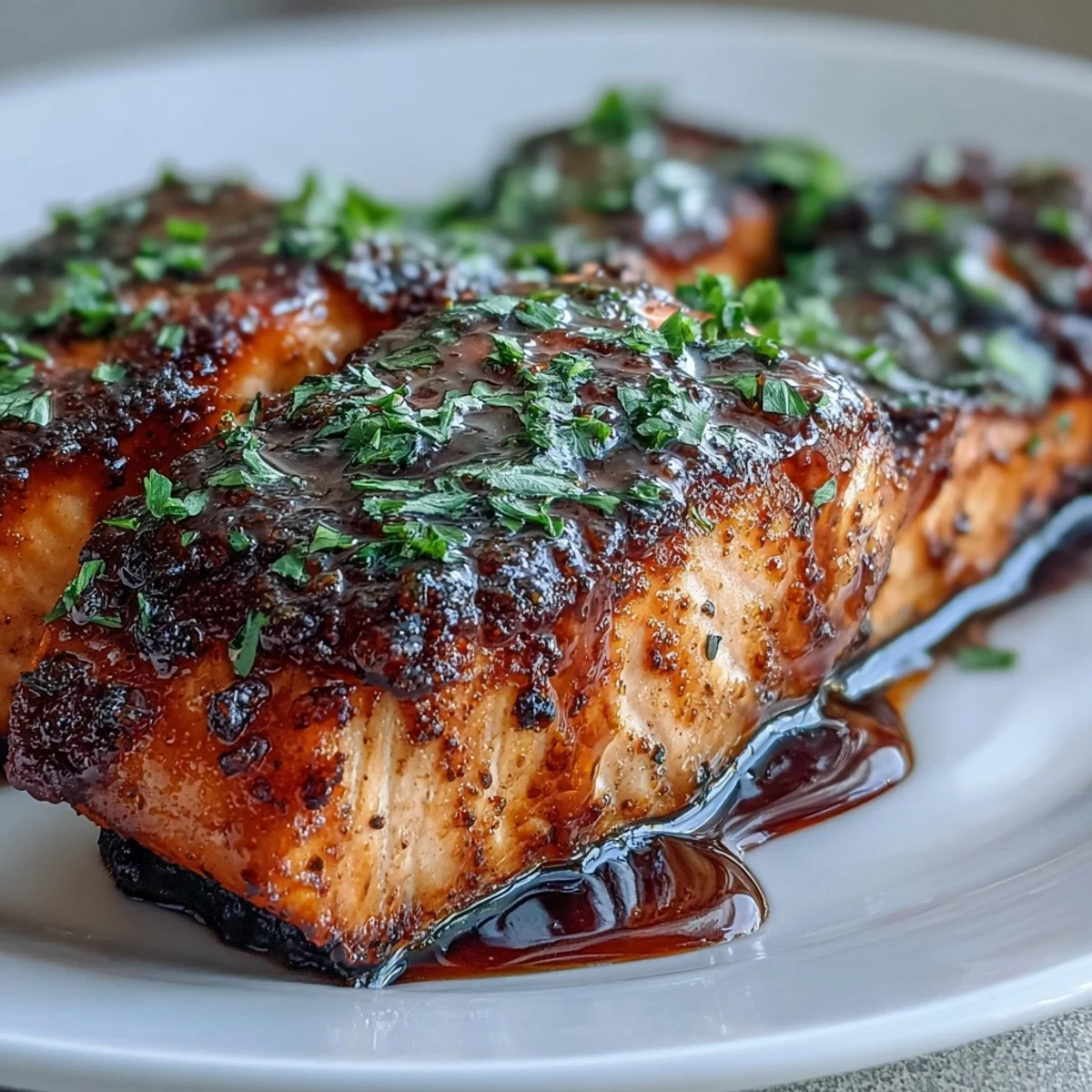 Golden-brown miso salmon fillets resting on a bed of vibrant green sautéed spinach with julienned ginger.