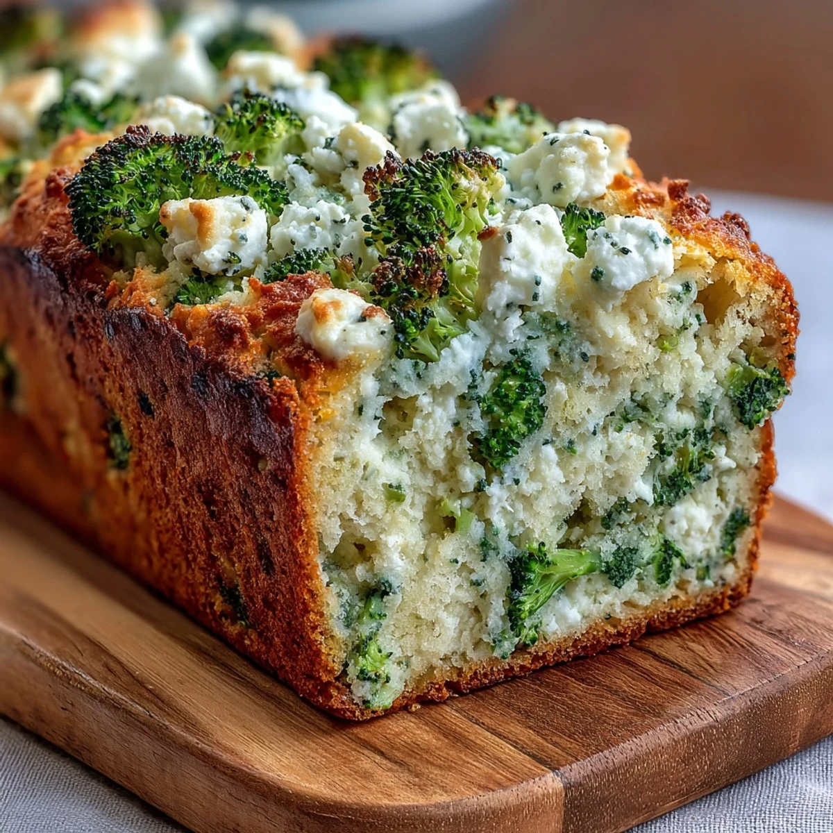 Moist Broccoli and Feta Loaf cooling on a wire rack, showcasing a tender crumb and savory Mediterranean flavors.