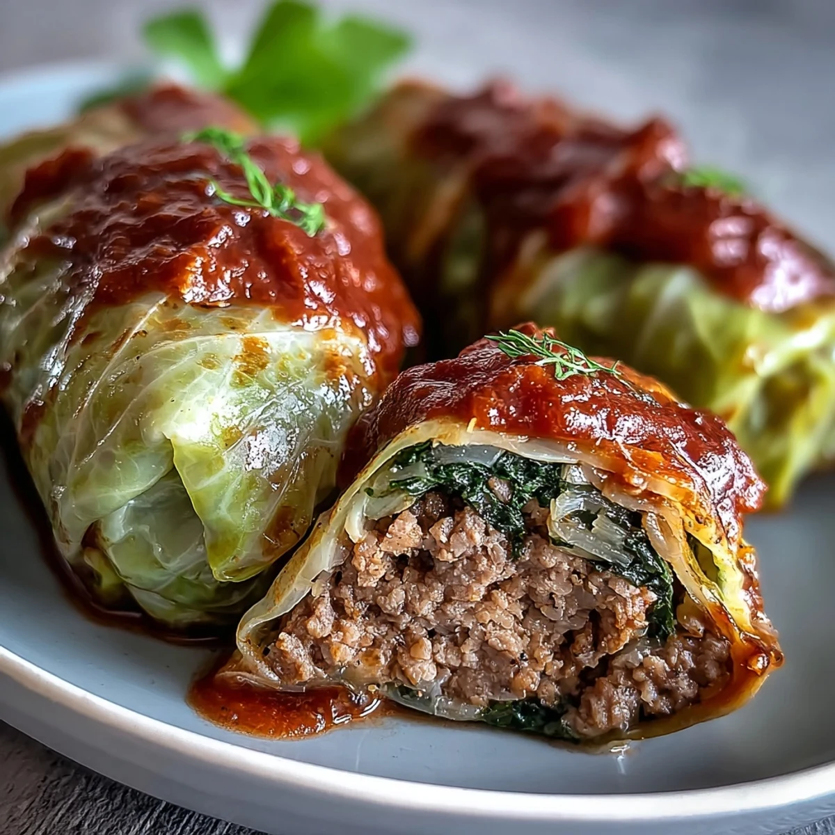 Golden Cabbage Rolls are arranged on a platter, inviting you to pair them with crusty bread.