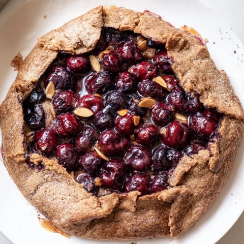 Rustic Cherry Vanilla Almond Galette