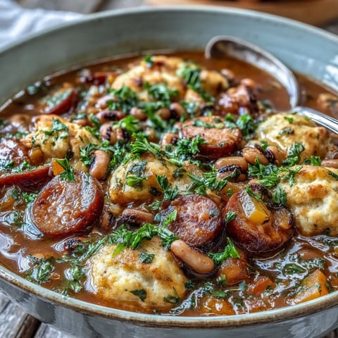 Black-Eyed Peas and Sausage Dumplings