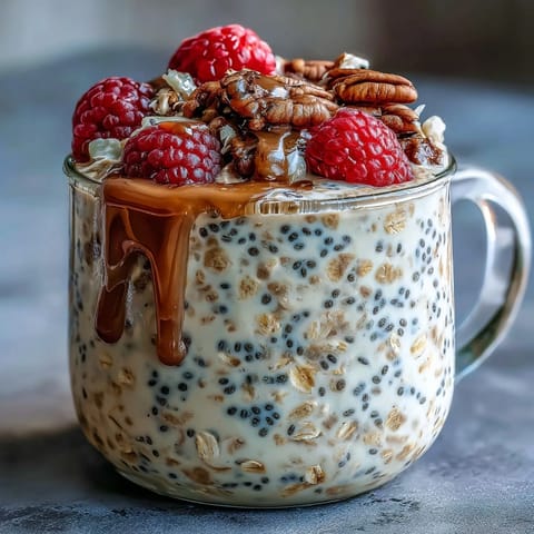 Healthy Easy Overnight Oats with Strawberry and Chia, a creamy, berry-packed breakfast ready to energize your morning.