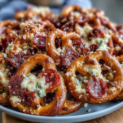 Game Day Baseball Snack Board with Pretzels and Dips featuring soft pretzel bites and savory dips arranged for easy sharing.