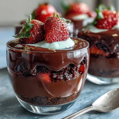 Dubai Chocolate Strawberry Cups with Kataifi and Pistachio Cream, a luxurious Middle Eastern dessert with crisp kataifi pastry and rich dark chocolate filling.