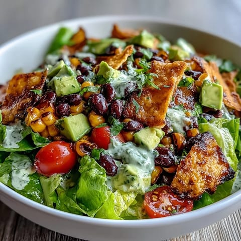 Vibrant grilled corn and black bean taco salad, bursting with fresh, zesty flavor.