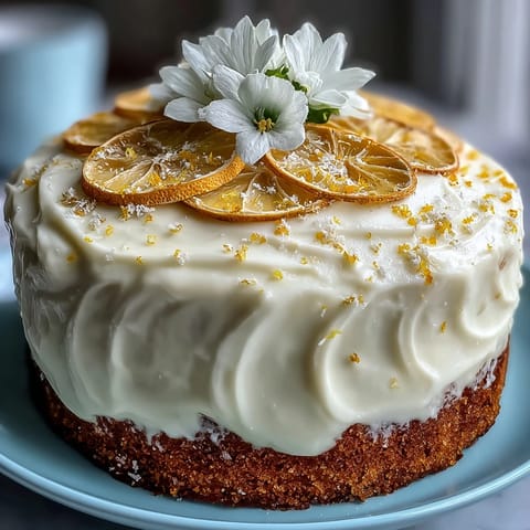 Baby Shower Lemon Sunshine Cake crowned with edible flowers, a bright delight.