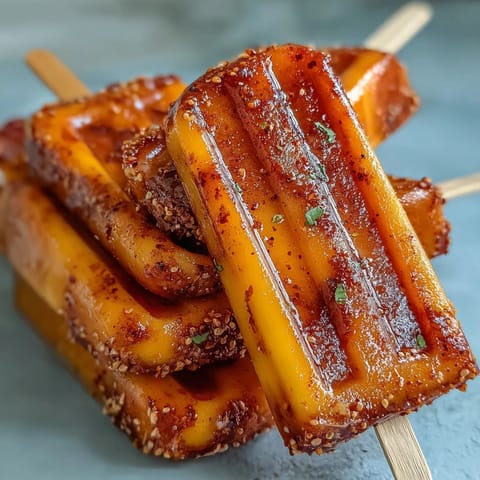 Bright Fricy Mango Chamoy Popsicles with Tajin, a refreshing, spicy-sweet frozen dessert.