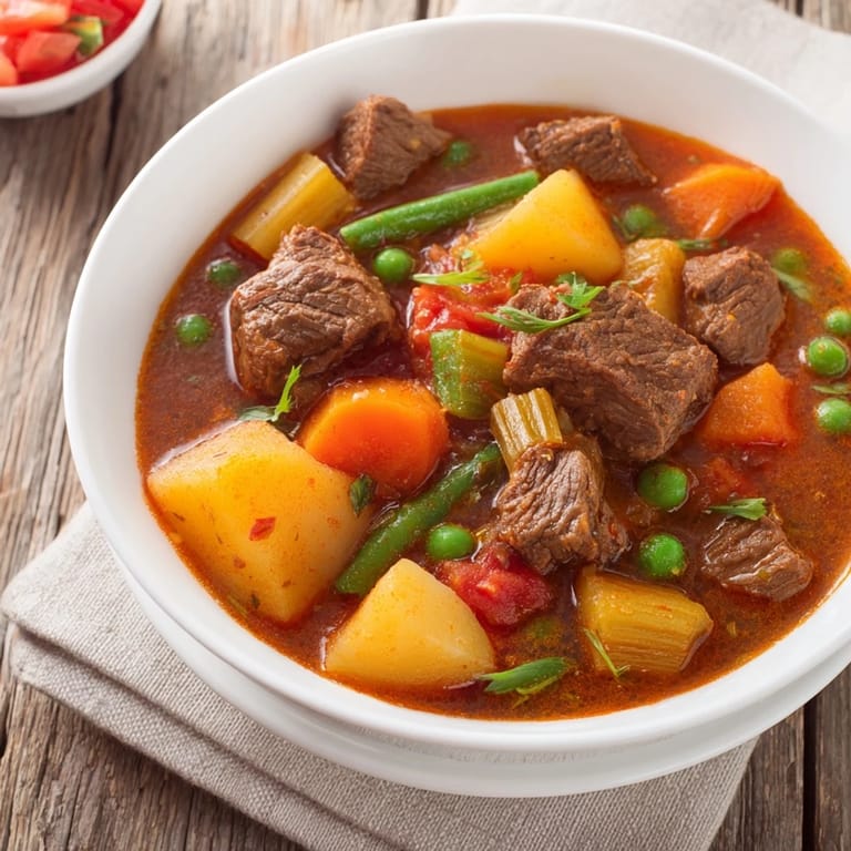 Deep, rich broth and tender beef dominate this One-Pot Hearty Beef and Barley Soup image.