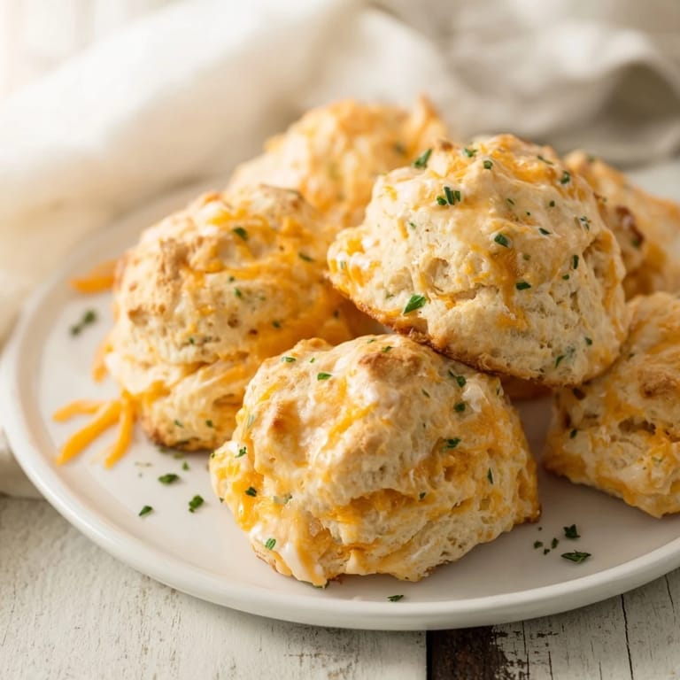 Freshly baked Golden Cheddar and Chive Scones, savory and cheesy, pictured ready to serve at brunch.