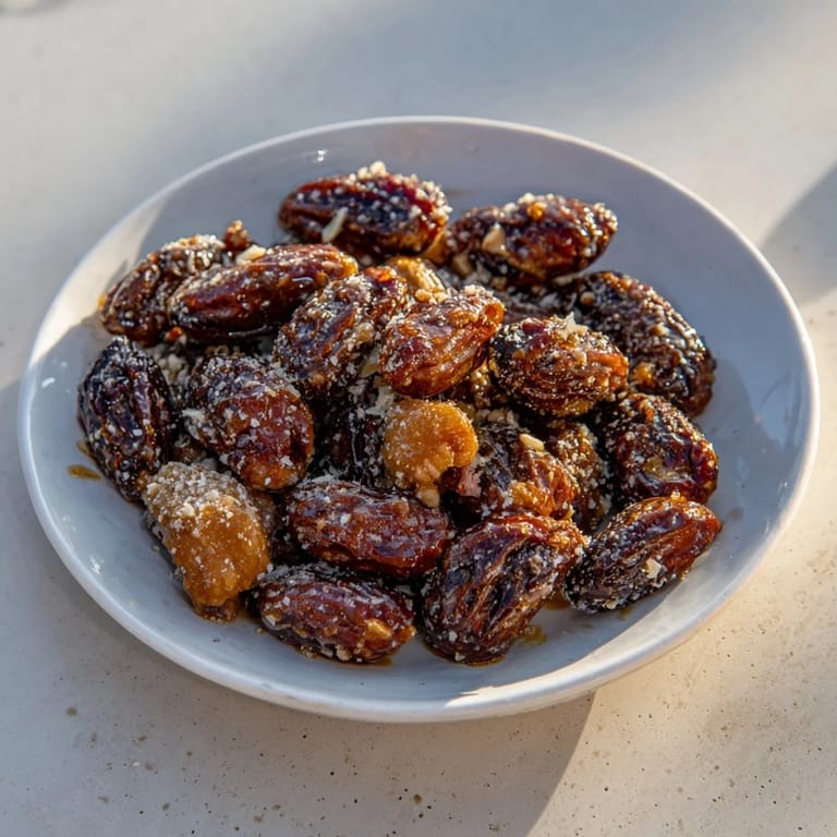 Oven-roasted Simple Garlic-Honey Pecans, featuring crispy, warm pecans lightly sprinkled with seasonings.