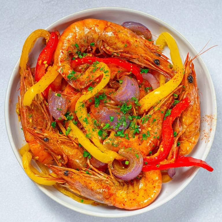 Enjoy smoky Easy Sheet Pan Shrimp Fajitas, a quick meal with tender shrimp and vibrant vegetables.