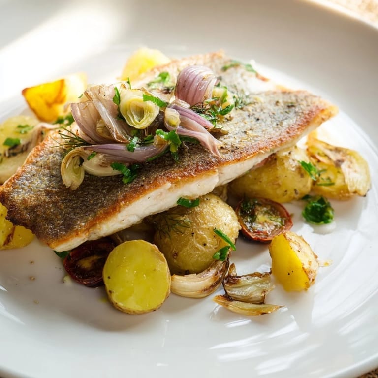 Flaky, delicious one-tray baked trout garnished with fresh herbs, ready for serving tonight.