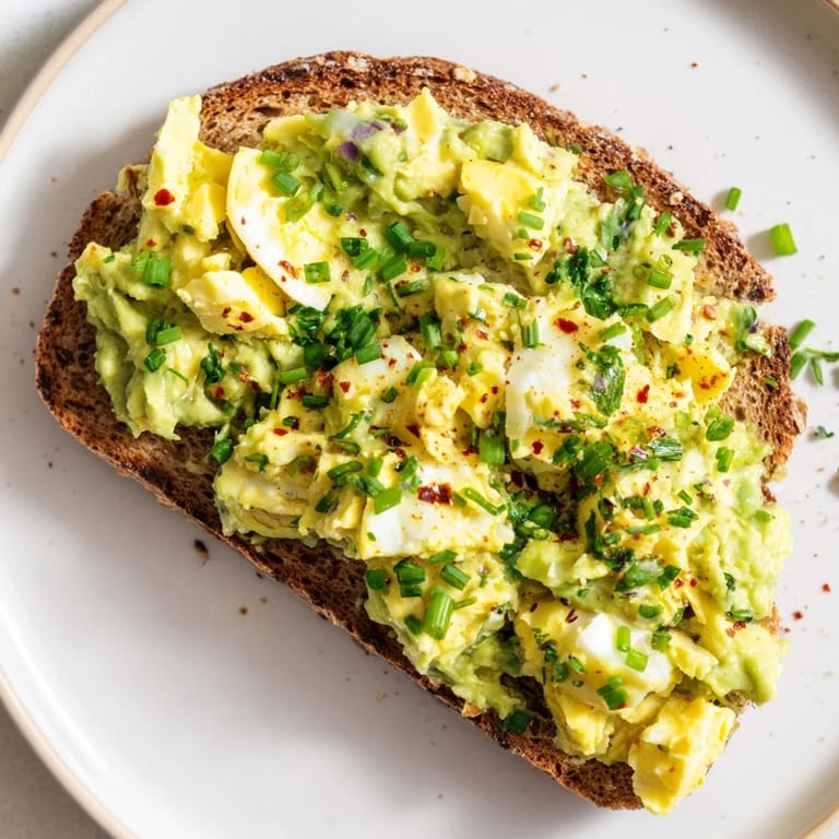 Enjoy a close-up of delicious Avocado Egg Smash, ideal for a satisfying light lunch.