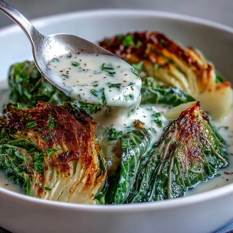 Spoon-ready Herby Cabbage in Parmesan Broth topped with extra Parmesan alongside crusty bread.