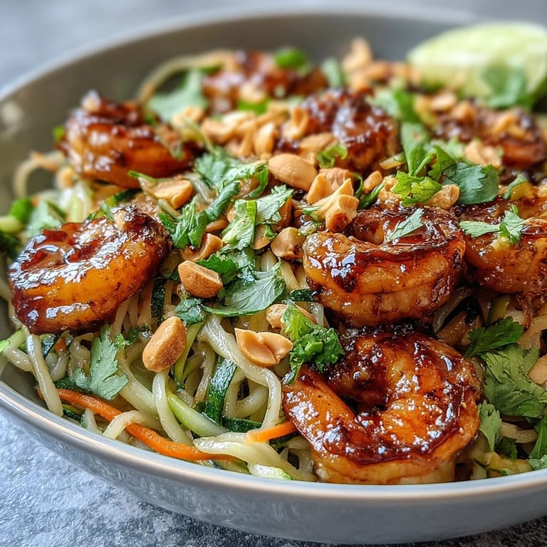 Steaming Asian Noodle Bowl tossed with zucchini, carrots, and cilantro, ready to enjoy.  