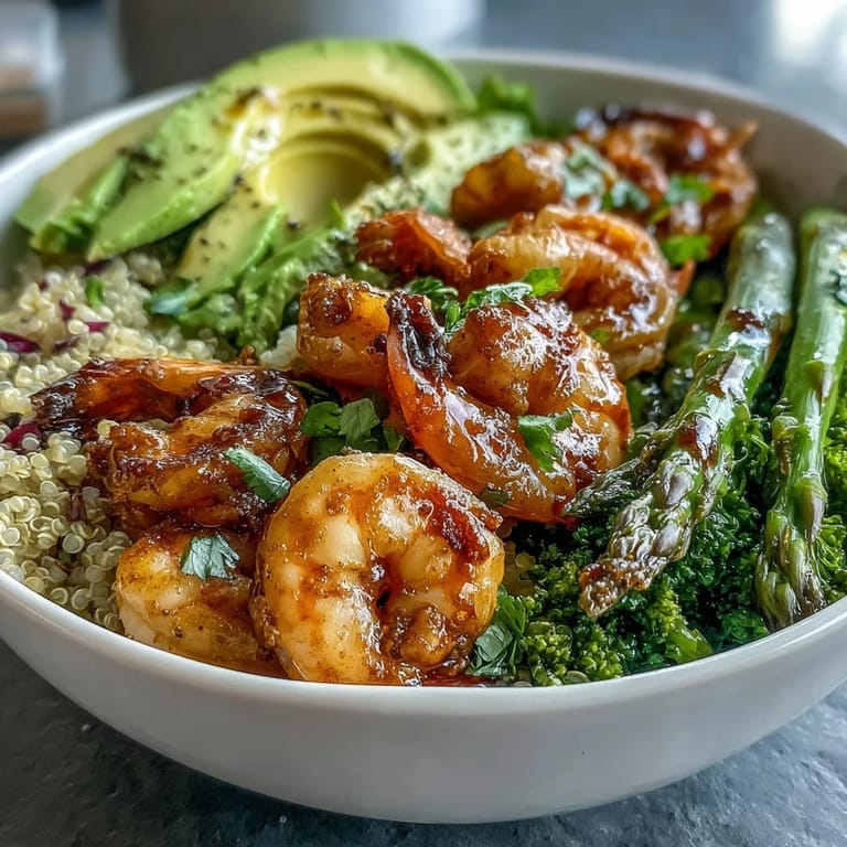 This nutritious bowl features tender green broccoli, crisp asparagus, and diced tomato, all dressed in a glossy balsamic vinaigrette.  