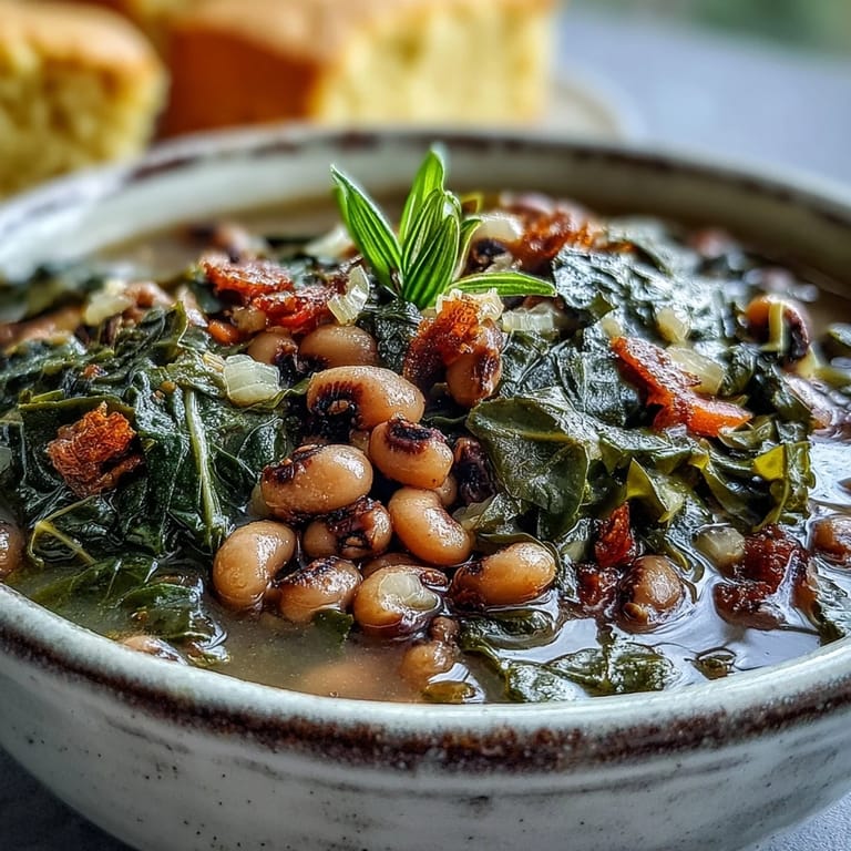 Steamy Black-Eyed Peas With Collard Greens with smoked paprika and a dash of hot sauce.