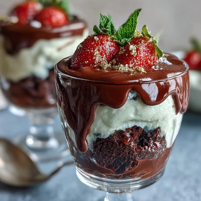 Elegant Dubai Chocolate Strawberry Cups featuring golden kataifi nests filled with dark chocolate and topped with pistachio cream and fresh strawberries.