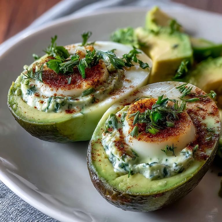 Vibrant avocado deviled eggs with a smooth, rich filling, ideal for festive spring gatherings and appetizers.