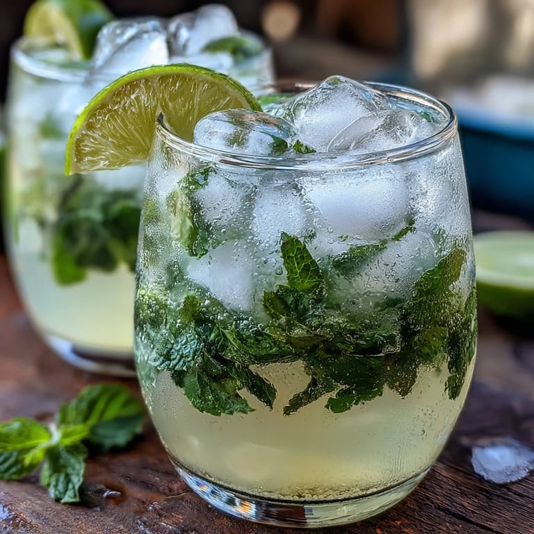 Floral lavender lemonade infused with fresh mint, served over ice with lemon wedges and aromatic herb garnish for a cooling drink.