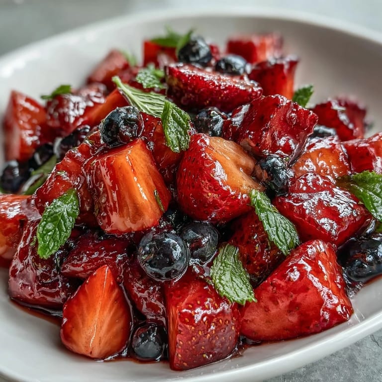 Bright and refreshing strawberry lemonade fruit salad, featuring sweet berries and tangy lemonade glaze in every bite.