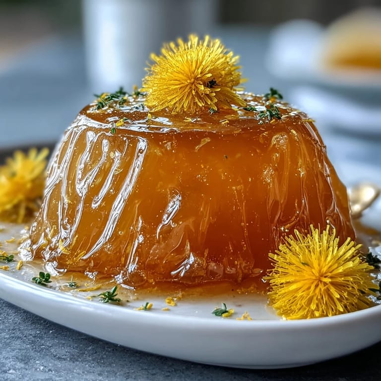 Close-up of dandelion jelly, its delicate floral aroma and honey sweetness evident, ready to elevate your breakfast or snack.