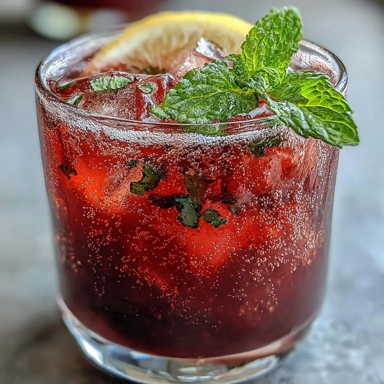 Refreshing Sparkling Hibiscus Mint Lemonade Mocktail, a perfect thirst-quenching drink.