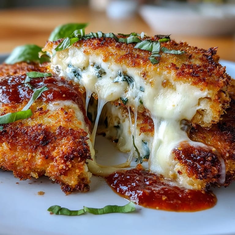 Golden Air Fryer Chicken Parmesan, saucy and cheesy, ready in under 30 minutes.