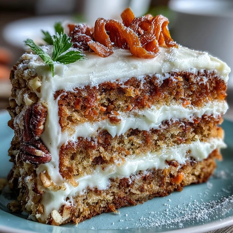  Glistening Easter Carrot Cake adorned with spun sugar carrots, perfect for spring.