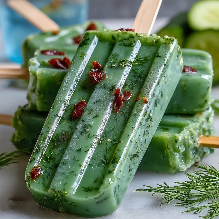 Homemade pickle juice popsicles showcasing vibrant green goodness.