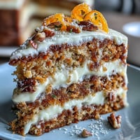 Moist Easter Carrot Cake piled high with creamy frosting and delicate candied curls.